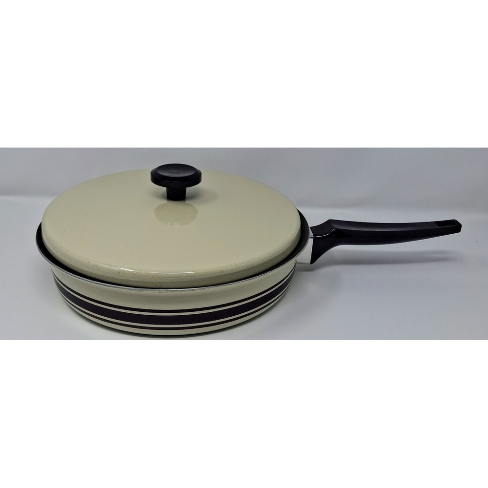 Vintage Meyer Dupont Silver Stone Round 11" Fry Pan Porcelain Aluminum NOS